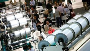 Maquinària tèxtil exposada a Barcelona en l’edició de l’Itma que es va celebrar el 2011 al recinte firal de Gran Via.