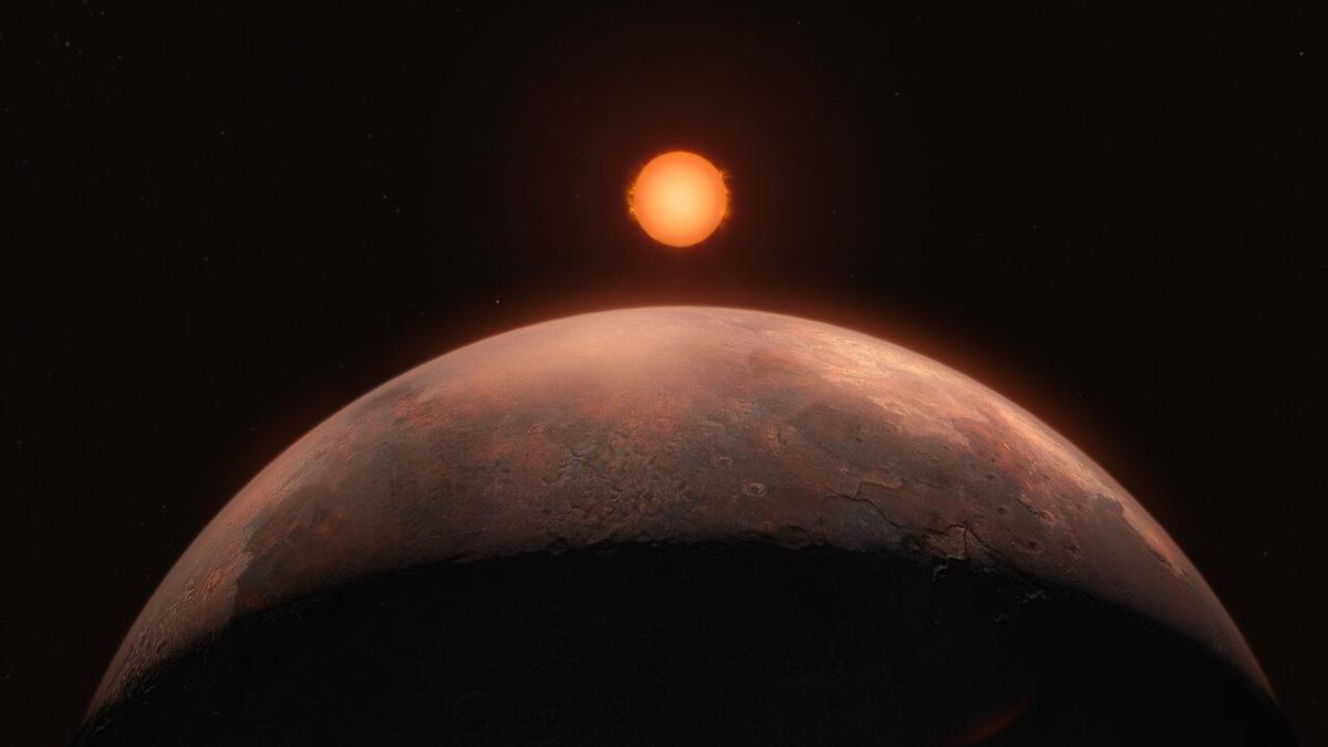 Representación artística del mundo descubierto alrededor de la estrella Barnard.