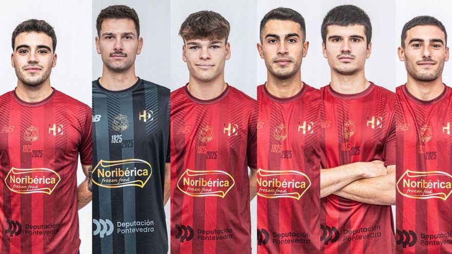 Fotomontaje con los seis nuevos renovados en el Club Deportivo Estradense. | Jesús Figueroa