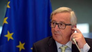 El presidente de la Comisión Europea, Jean-Claude Juncker, durante su intervención en la Eurocámara.