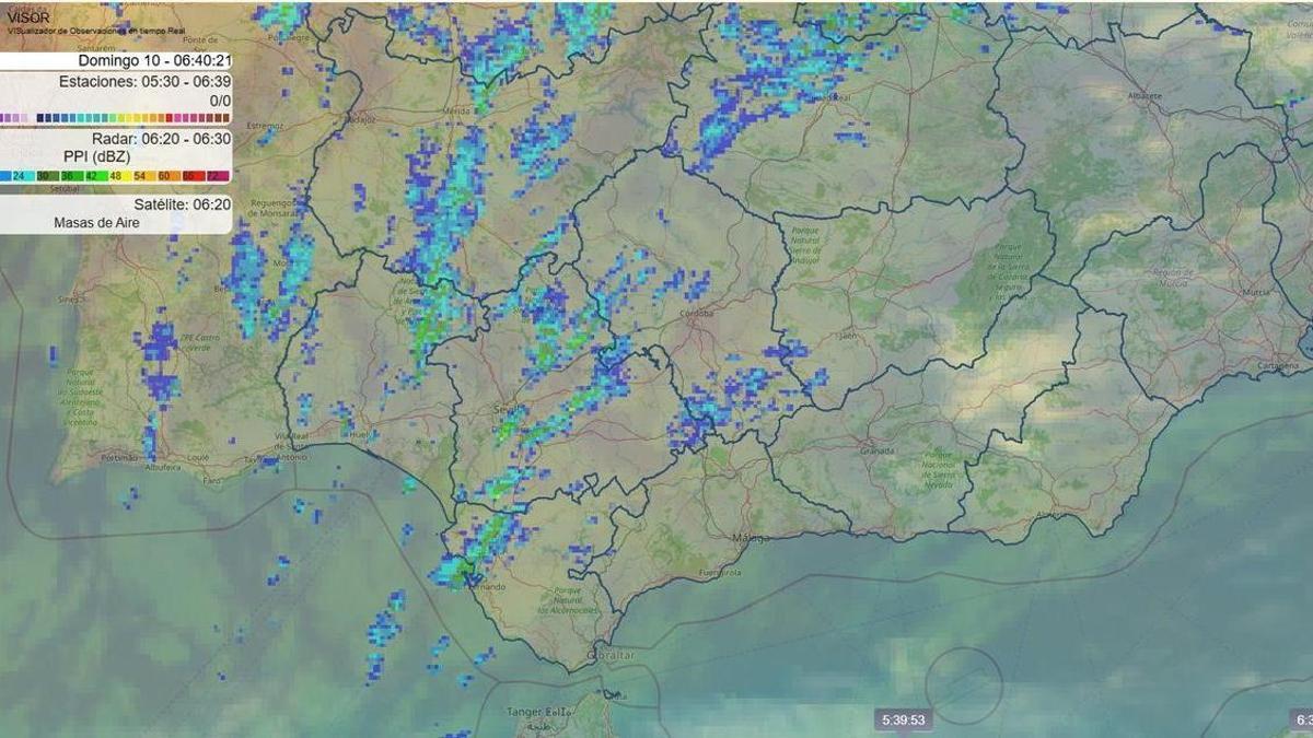 Mapa con las previsiones de lluvia en Andalucía, elaborado por la Aemet.