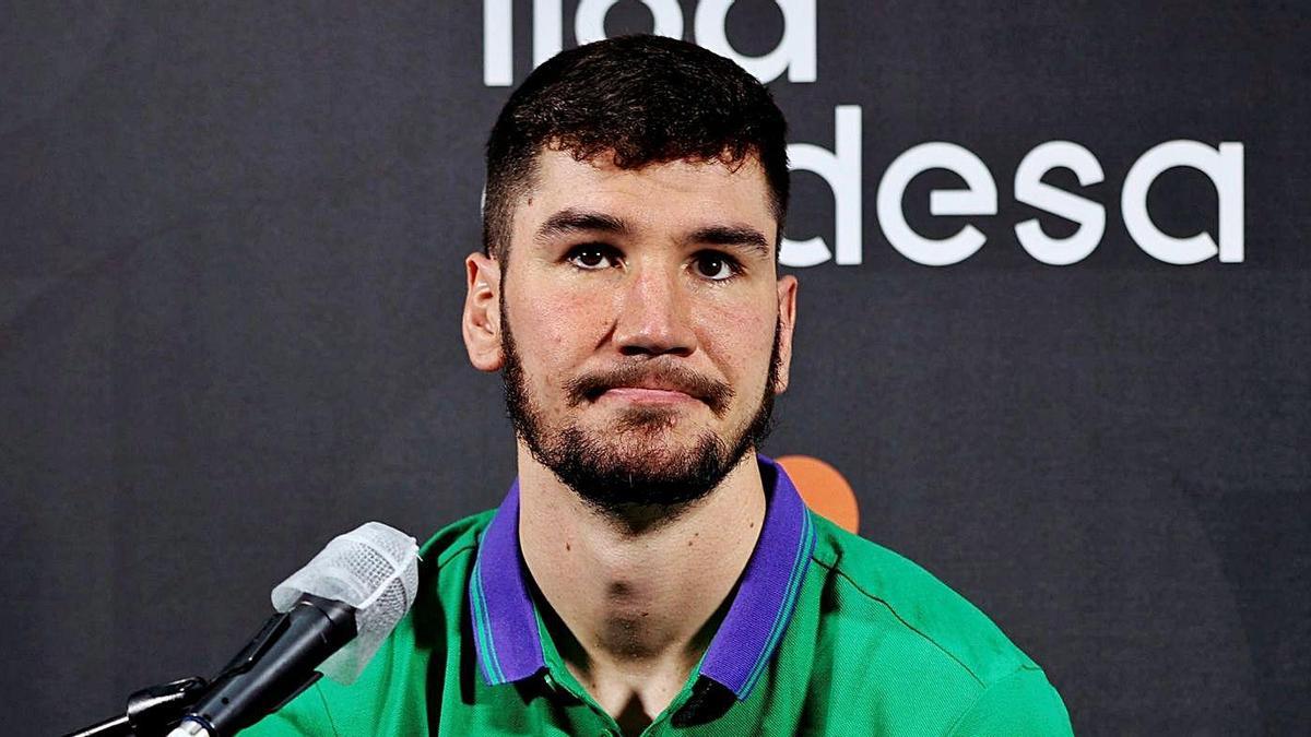 Darío Brizuela durante la presentación de la temporada 21/22 de la Liga Endesa en Madrid.