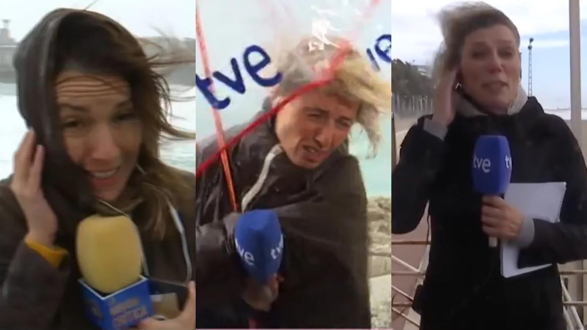 Las dificultades que han soportado las reporteras de TVE y Telecinco al informar de la borrasca Ciarán