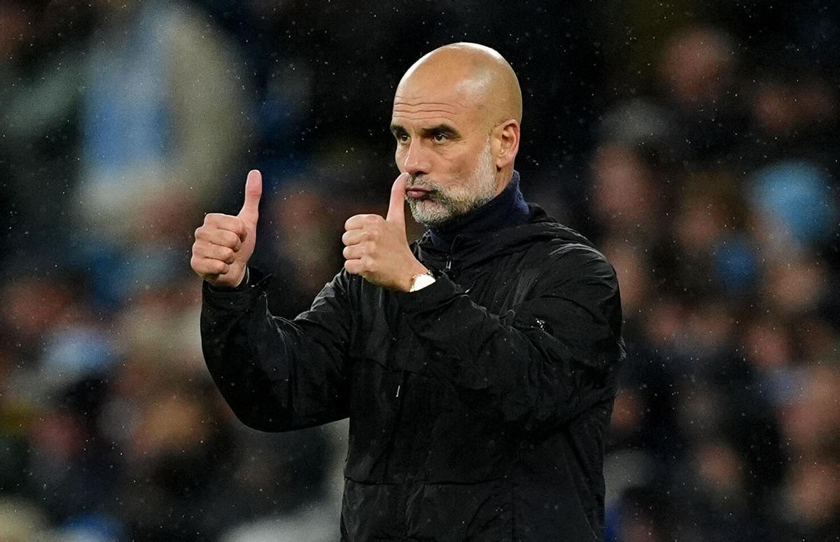 Pep Guardiola, durante un partido con el Manchester City