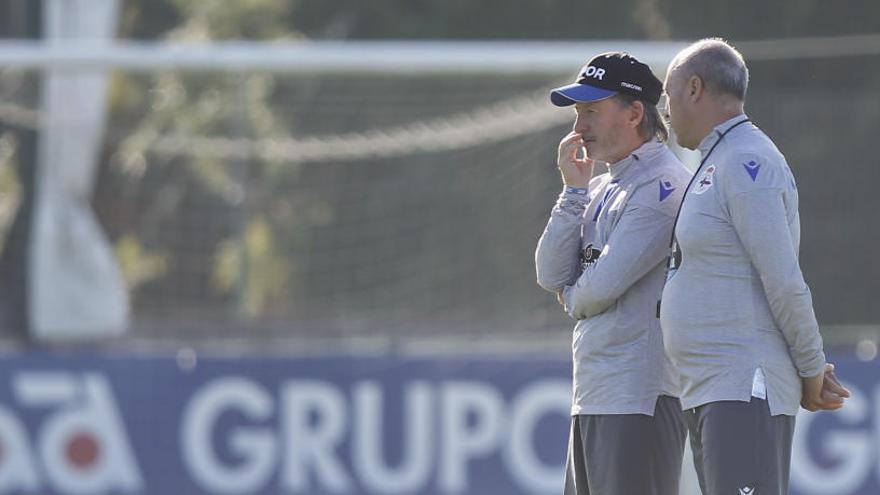 Juan Antonio Anquela en el entrenamiento de hoy.