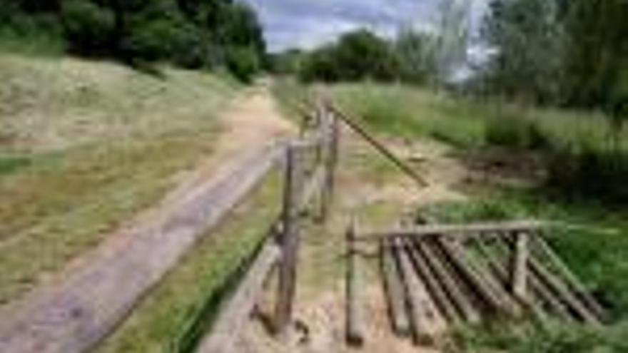 Retiren un pont de fusta de les hortes de Santa Eugènia que s&#039;havia podrit