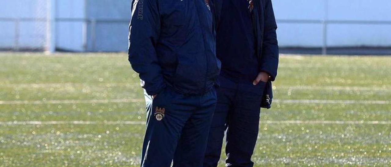 Pepe Rico y Roberto Feáns durante un entrenamiento. // Rafa Vázquez