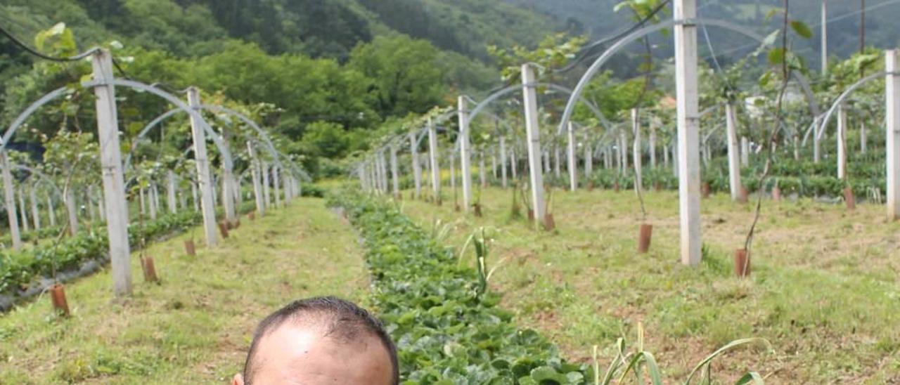 Dionis Markov, con sus fresas, en San Román.