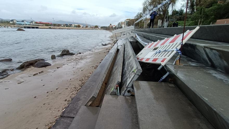 El temporal levanta parte de las gradas de Bouzas un mes después de su inauguración