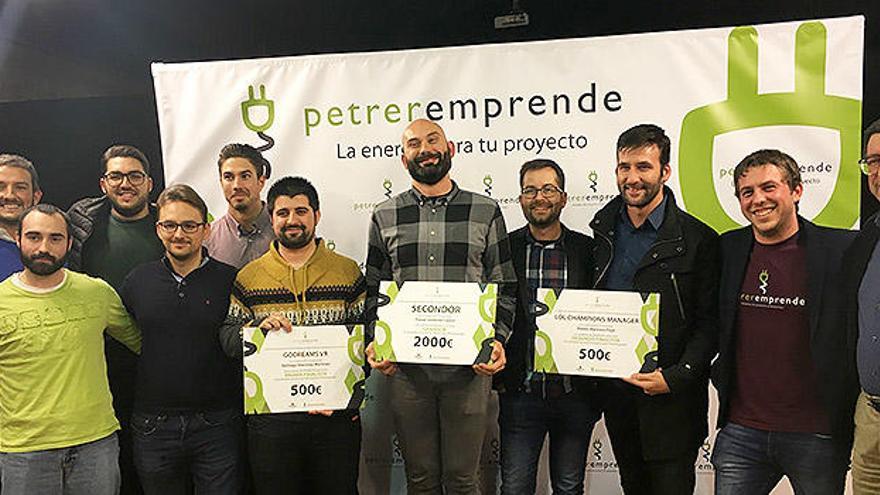Ganadores de la primera edición de Petrer Emprende, que despertó el interés de 46 proyectos en toda la provincia de Alicante.