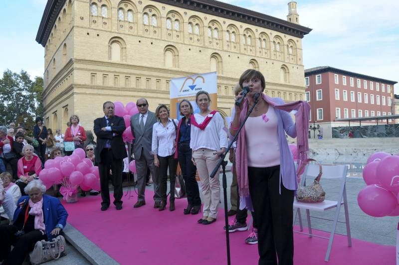 Fotogalería: La plaza del Pilar se tiñe de rosa contra el cáncer de mama