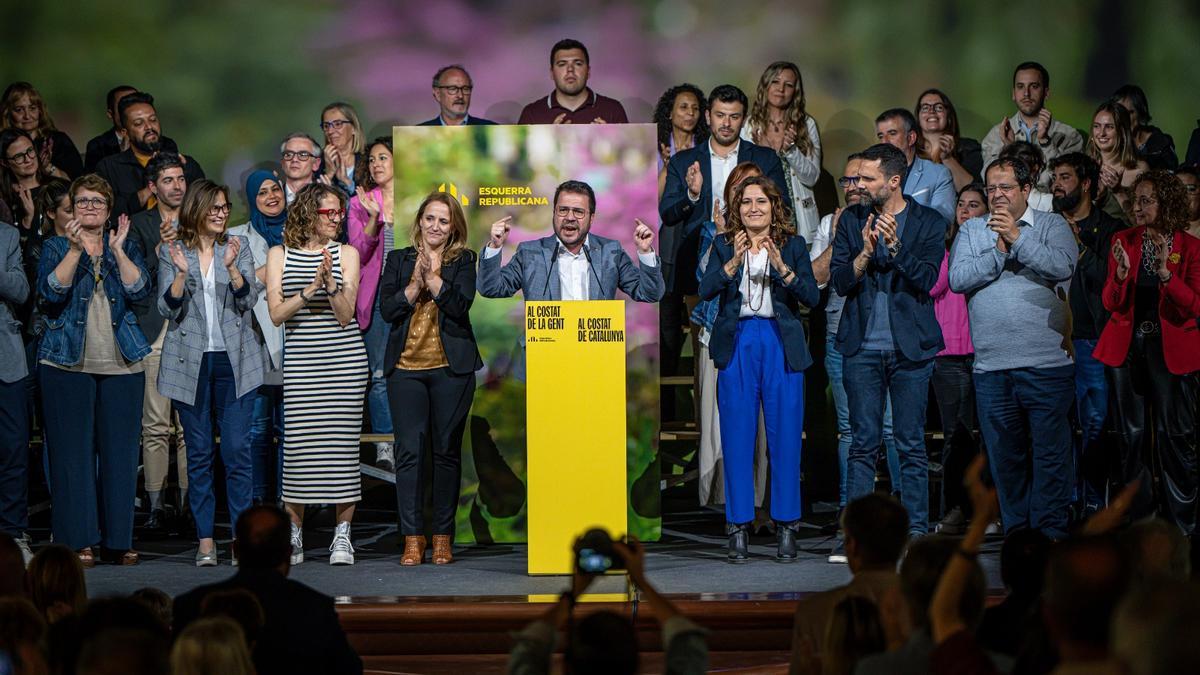 El president Aragonès en el mitin final de ERC.