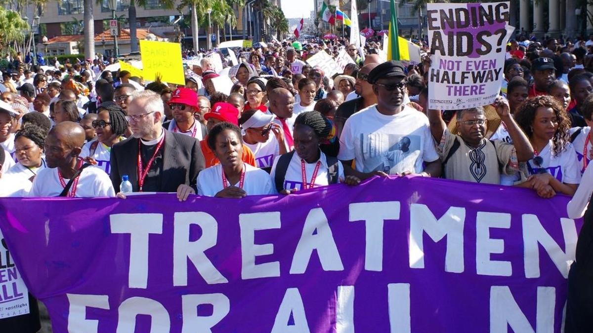 Manifestación en Durban con motivo de la conferencia internacional contra el sida.