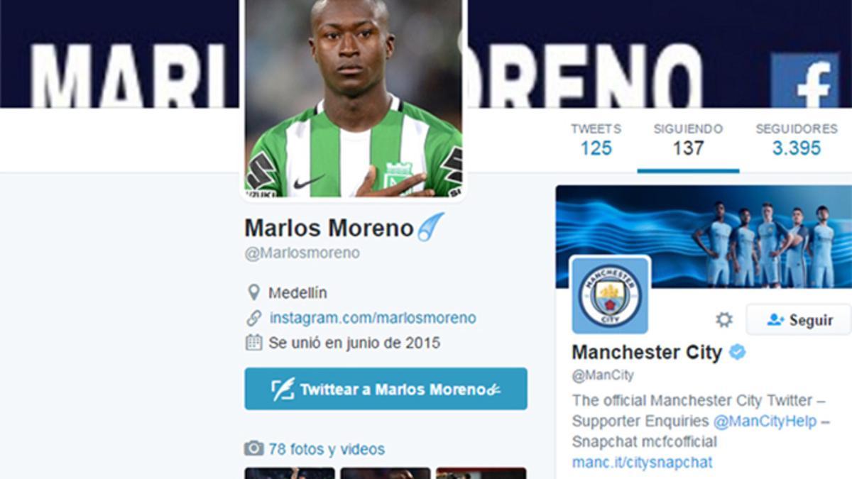 Marlos Moreno empezó a seguir al Manchester City