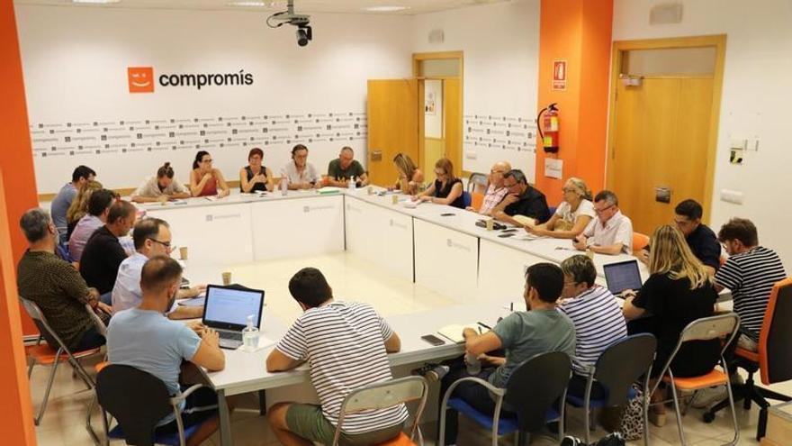 Reunión de la ejecutiva de Compromís hoy en València.