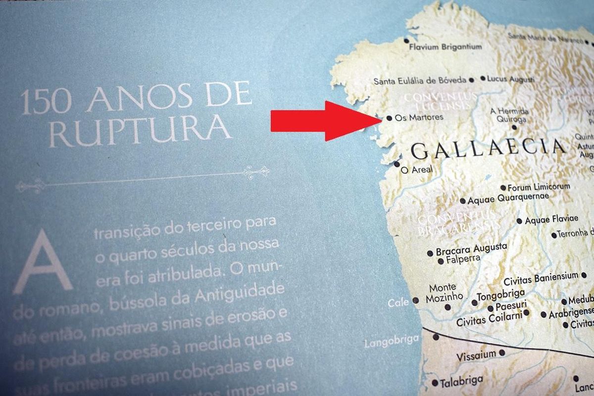 El mapa en el que se sitúa el lugar de Os Martores.