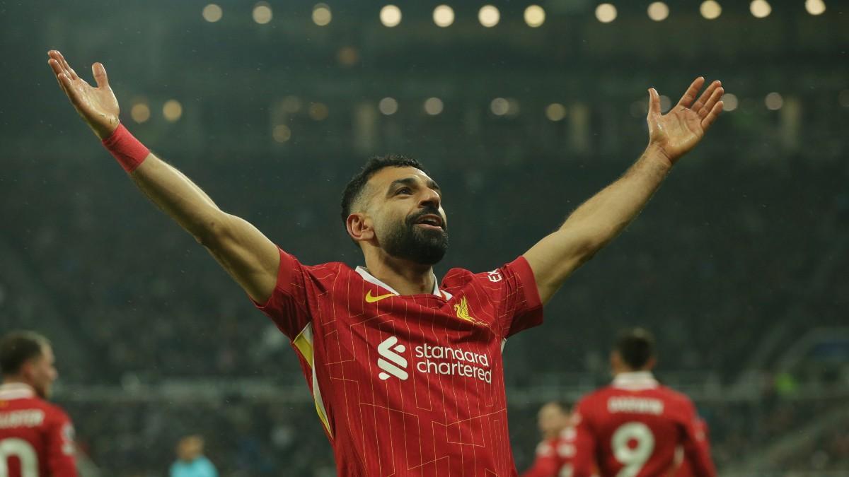 Mohamed Salah celebra un tanto en la Premier