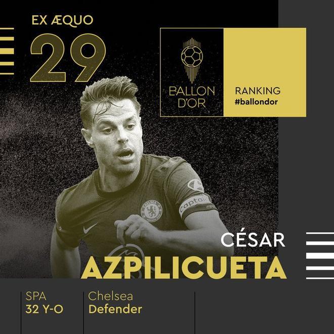 29 - César Azpilicueta (Balón de Oro)