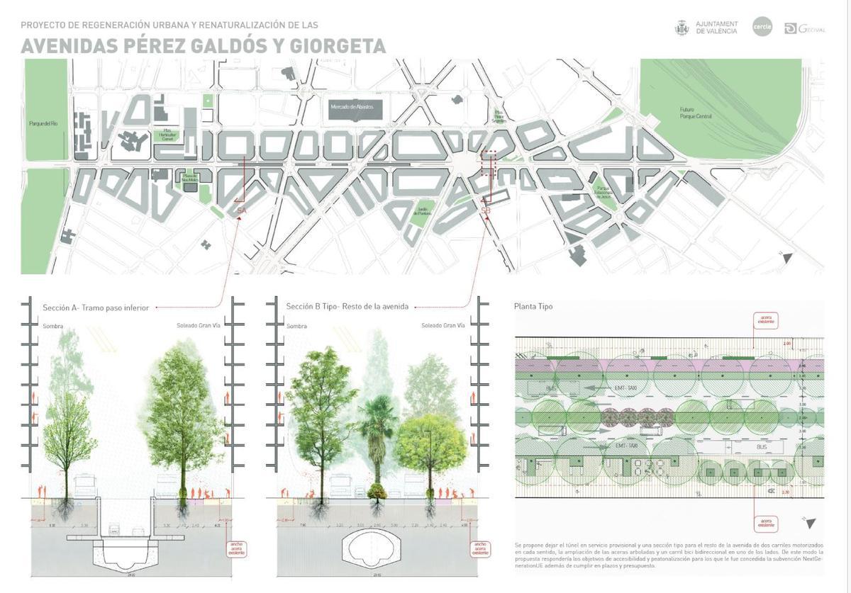 Planta viaria de la reforma de Giorgeta y Pérez Galdós.