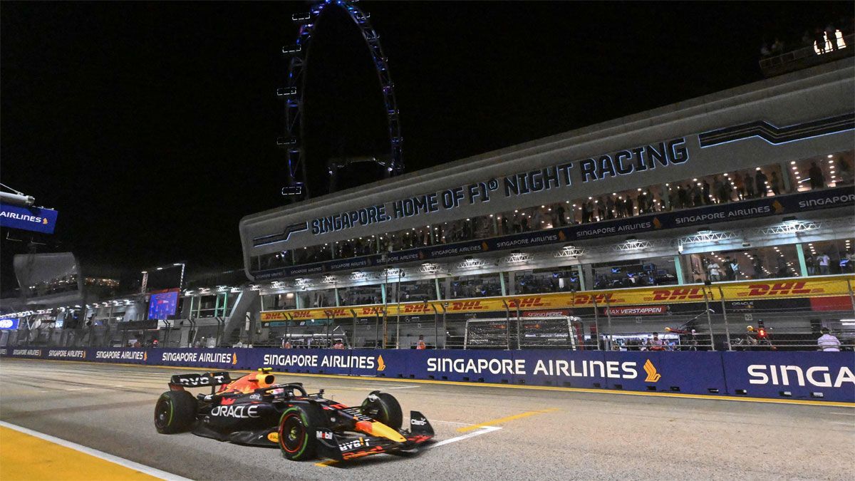 Sergio Pérez, durante la carrera en Singapur