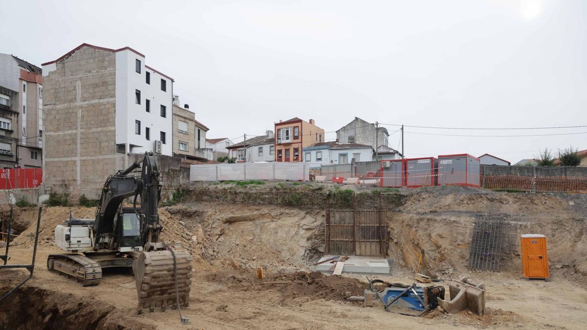 Obras de construcción de viviendas en Vigo.