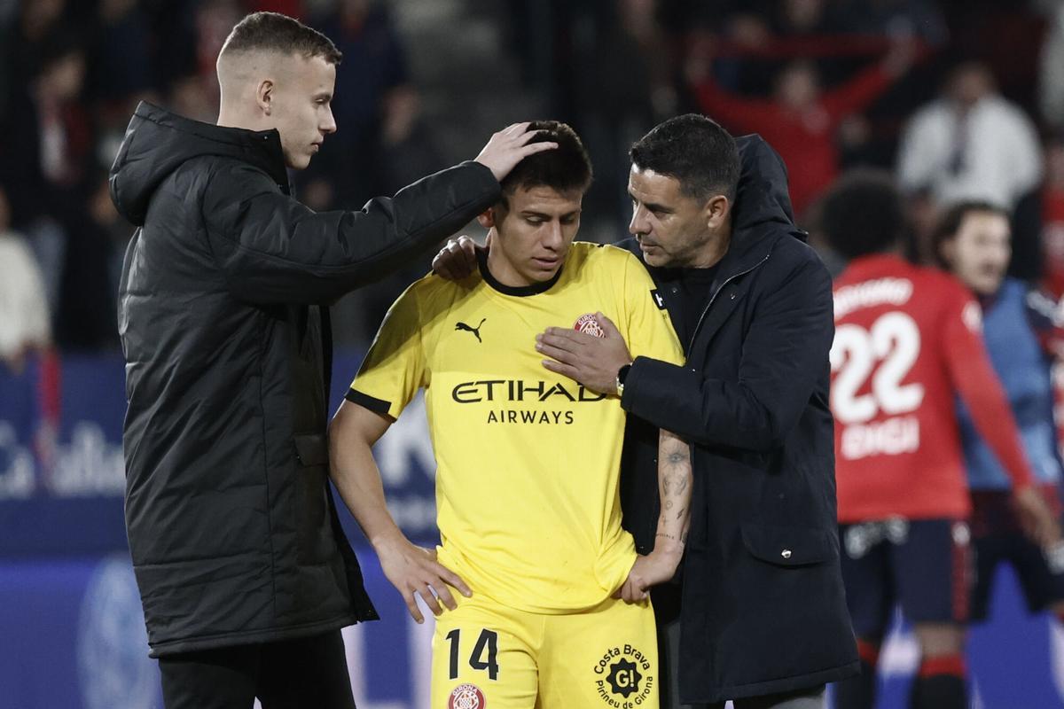 Echeverri acabó tocado ante Osasuna