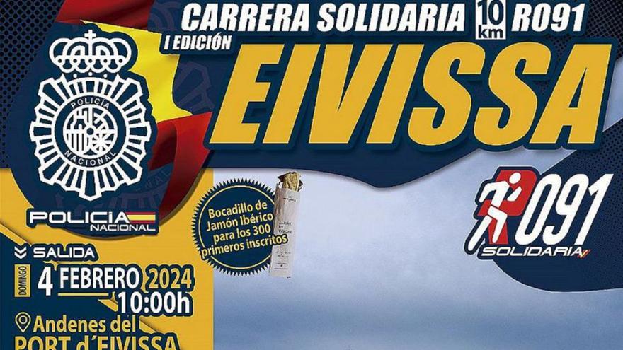 Cartel de la I Carrera Solidaria ‘Ruta 091’ en Eivissa.