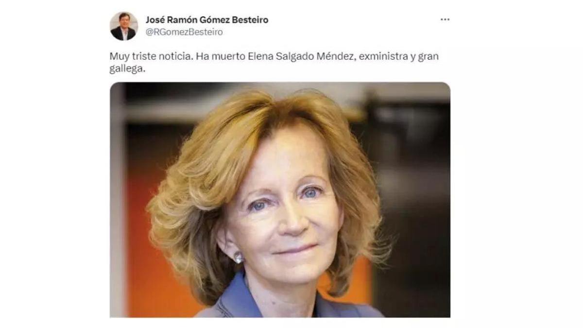 Tuit publicado sobre la falsa muerte de Elena Salgado