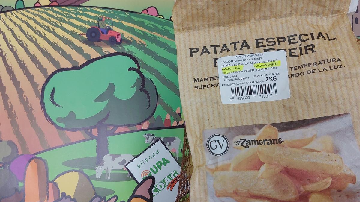 Envase de patatas anunciadas como nuevas.