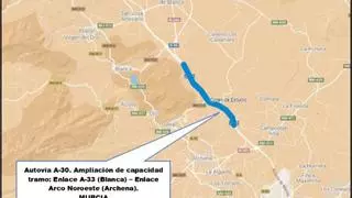 La A-30 tendrá más carriles entre Archena y Blanca para acoger el tráfico del Arco Noroeste y de Valencia