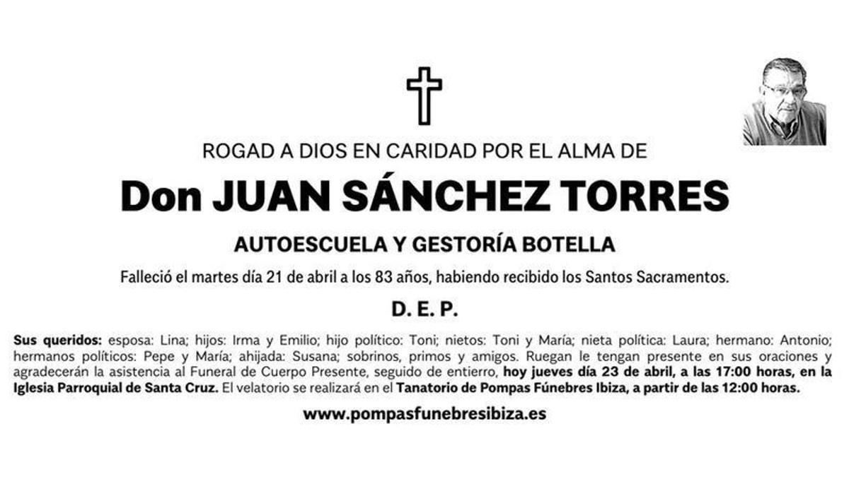Esquela Juan Sánchez Torres