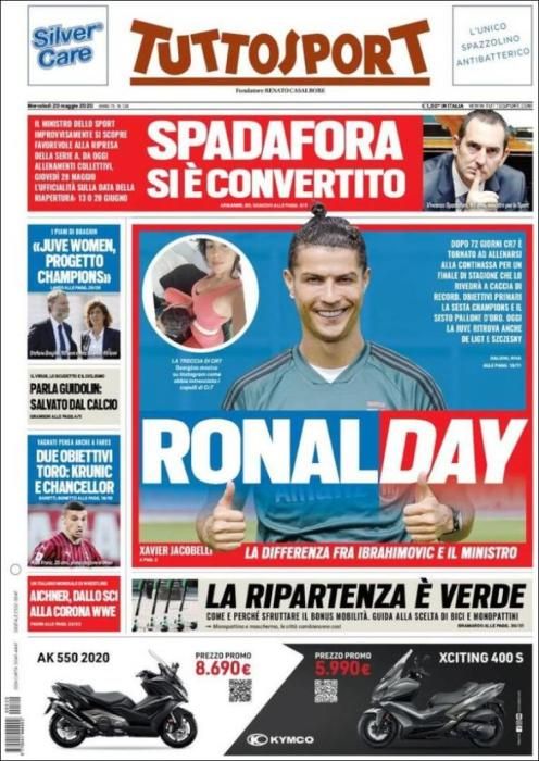 Portada TUTTOSPORT miércoles 20 mayo 2020