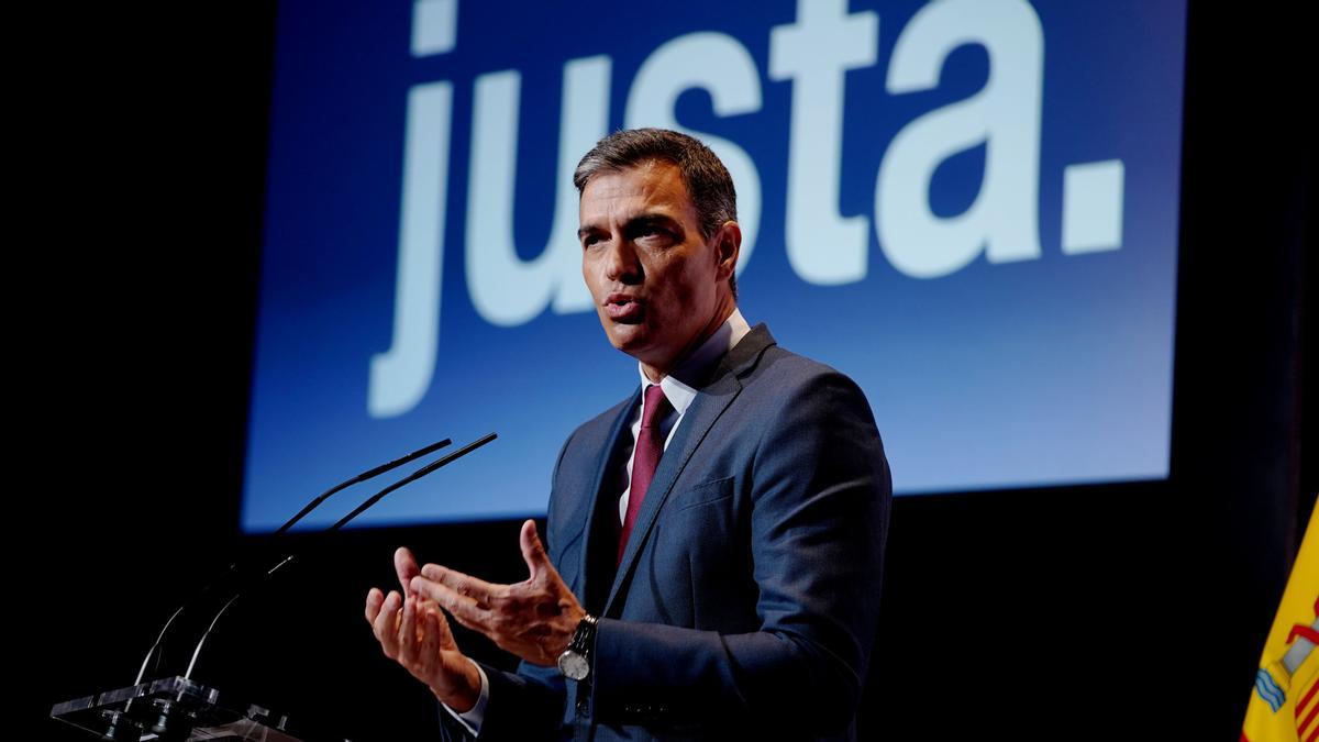 El presidente del Gobierno, Pedro Sánchez, durante su conferencia para iniciar oficialmente el curso político