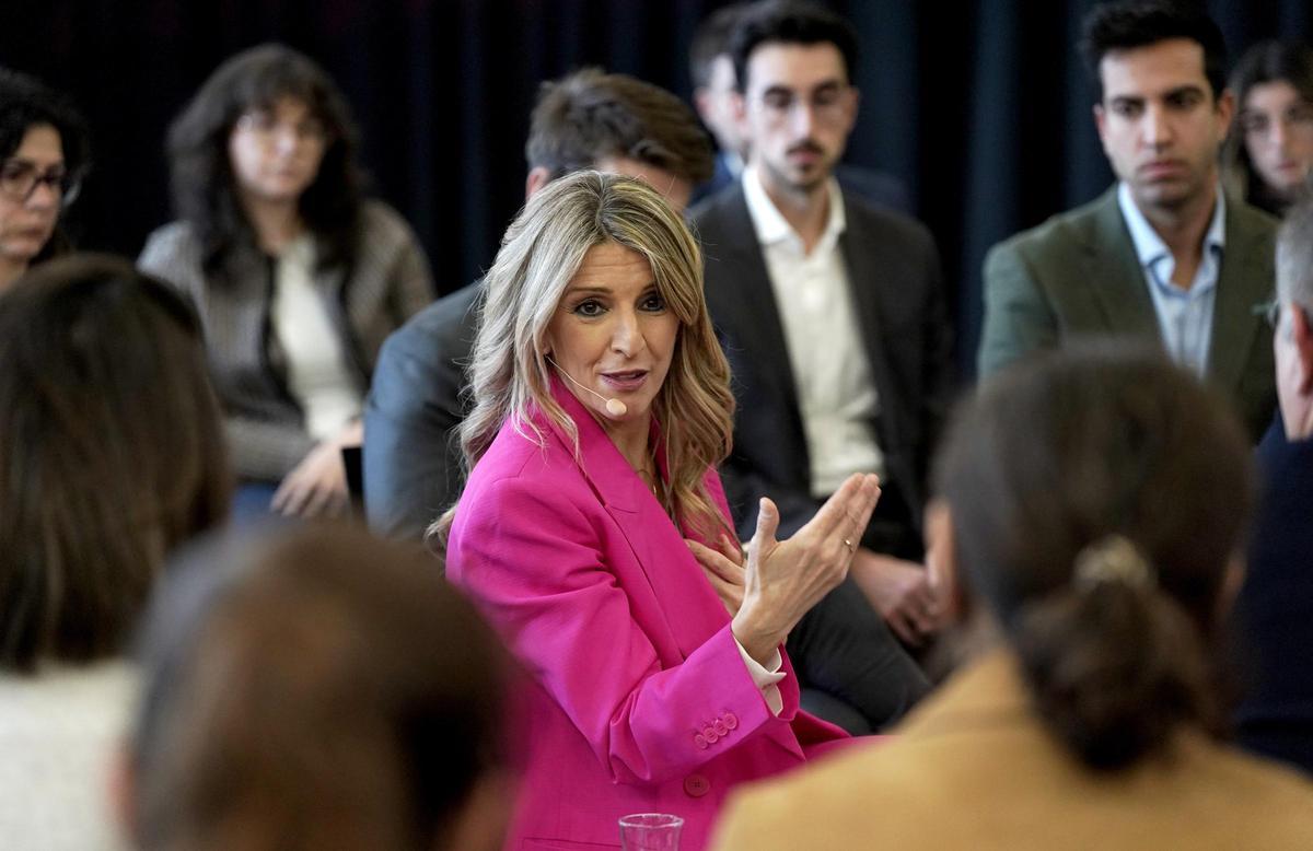 La vicepresidenta segunda, Yolanda Díaz, en el acto Diálogos (im)posibles. de El Periódico.