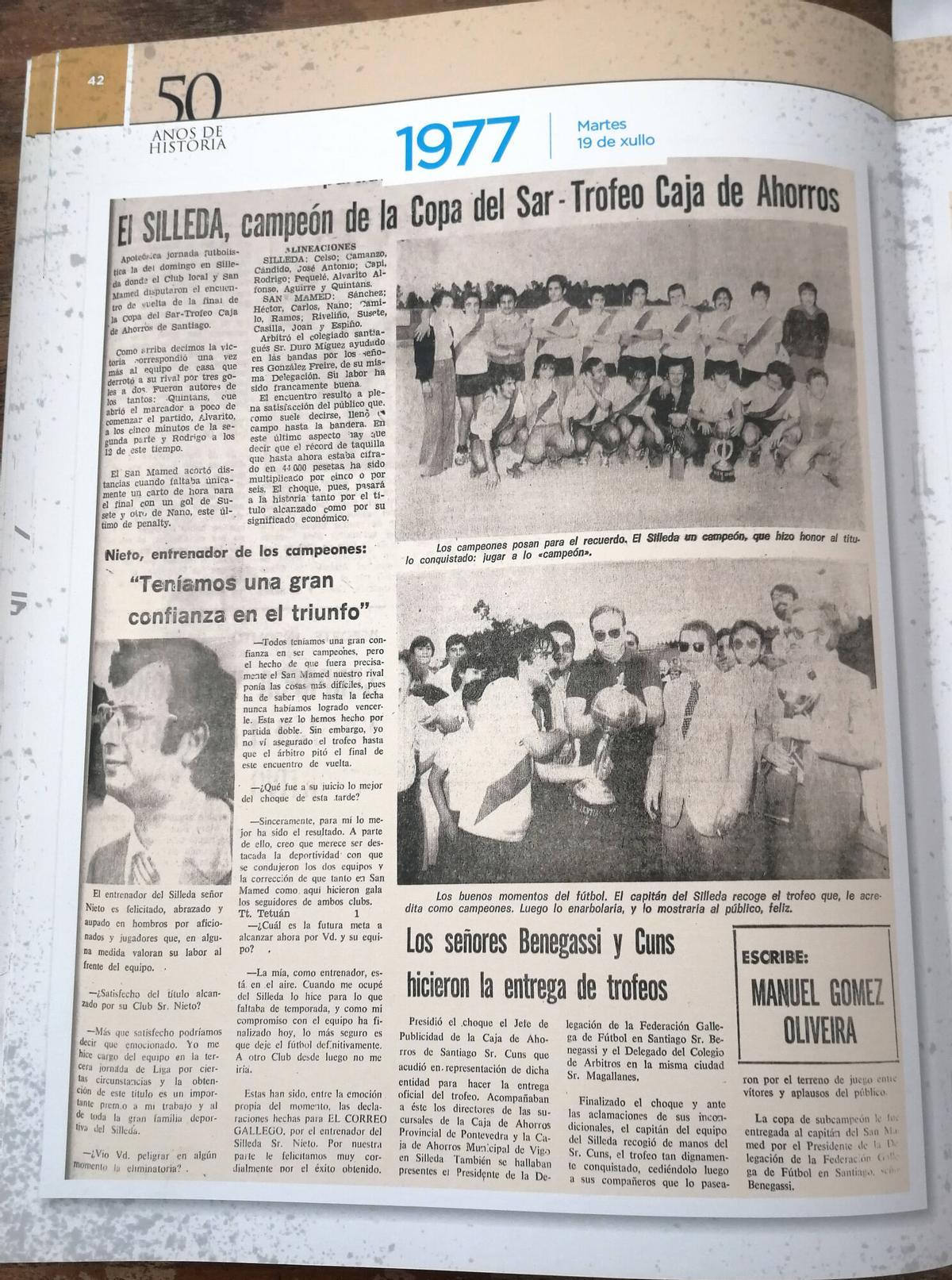Noticia de la victoria de 1977.