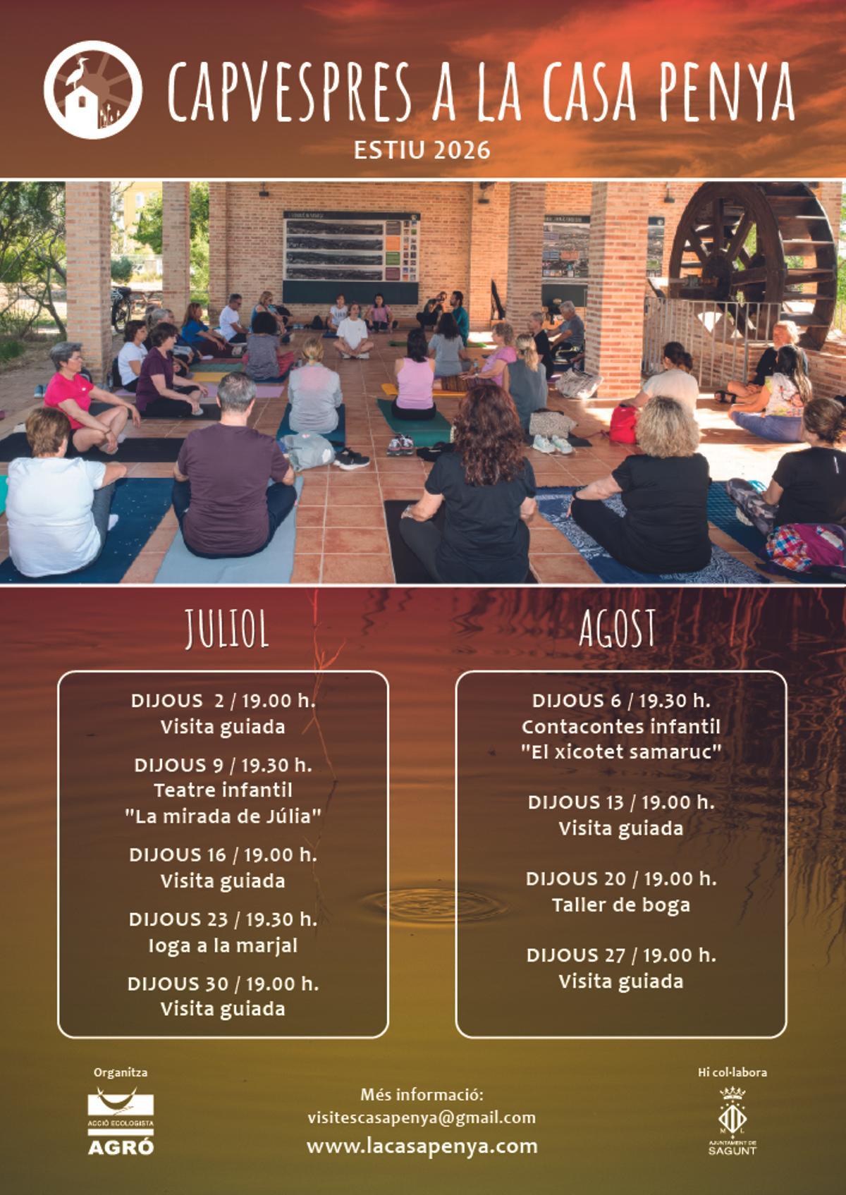 Cartel con la programación de las actividades de la Casa Penya.