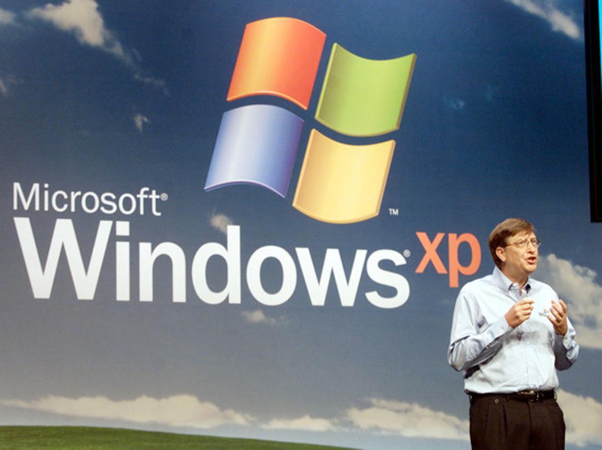 Bill Gates, en una presentació de Windows XP, a Nova York, el 2001. Bill Gates, en una presentació de Windows XP, a Nova York, el 2001.