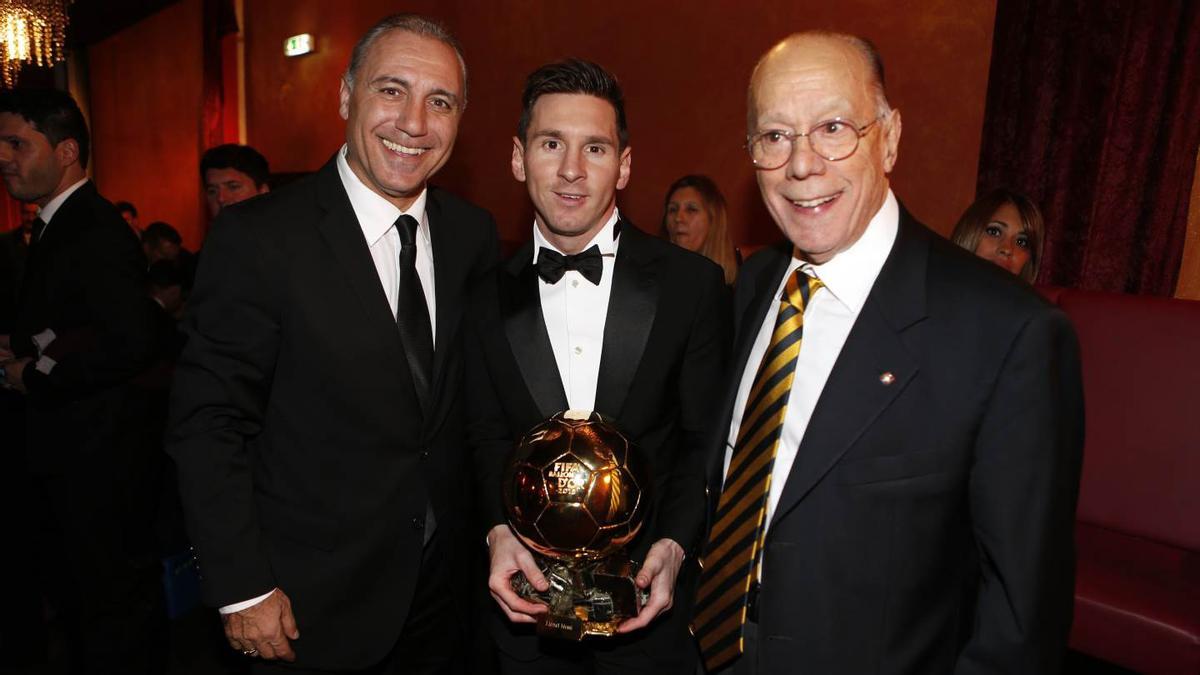 Risto Stoichkov, Leo Messi y Luis Suárez en Zúrich, en el año 2016.