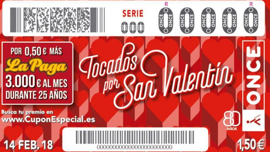 ONCE: Sorteo de San Valentín del miércoles 14 de febrero del 2018