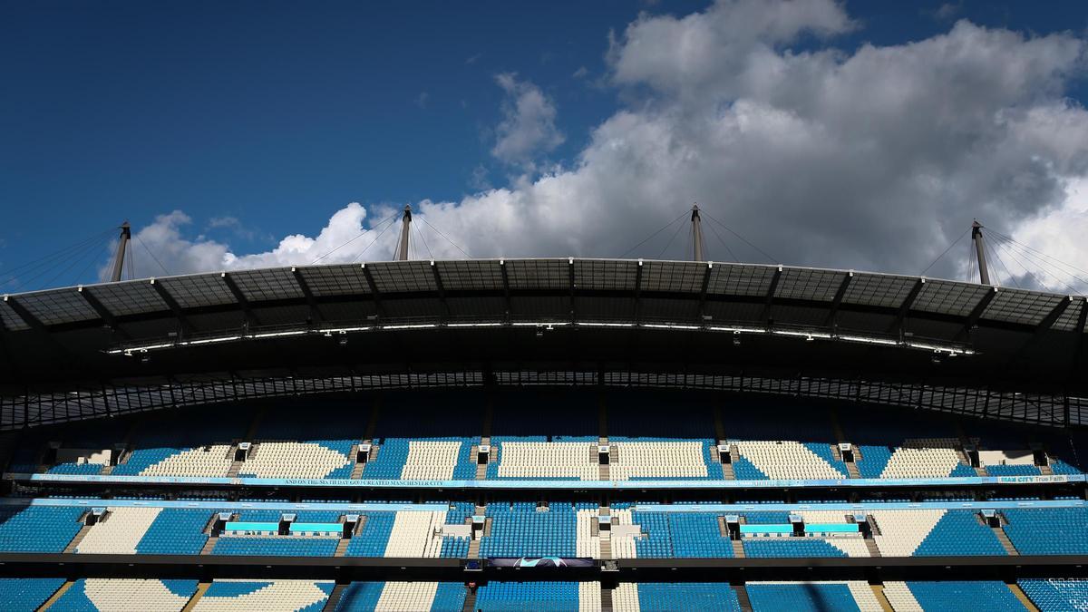 Imagen del Etihad Stadium en la previa del partido con el Madrid.