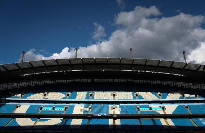 Imagen del Etihad Stadium en la previa del partido con el Madrid.