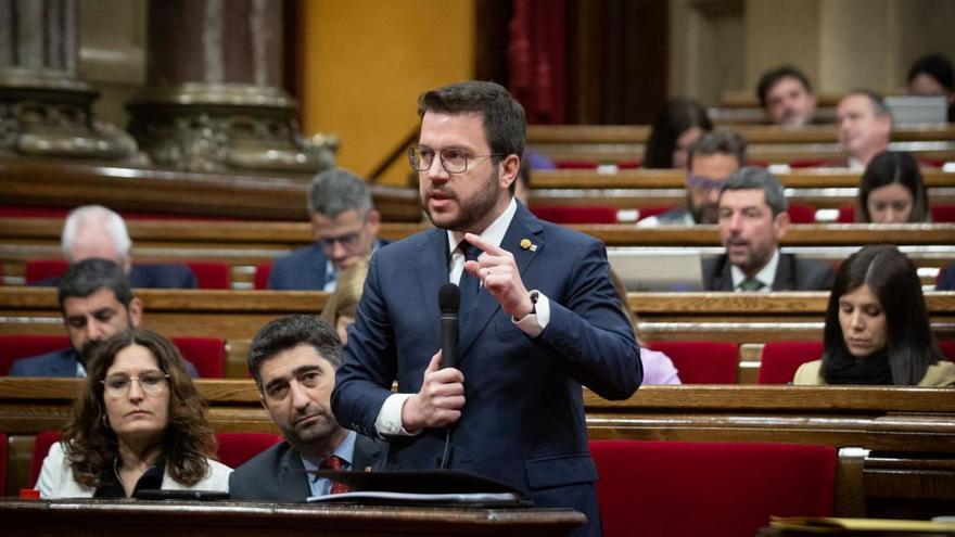 Pere Aragonès en la sessió plenària d’ahir al Parlament