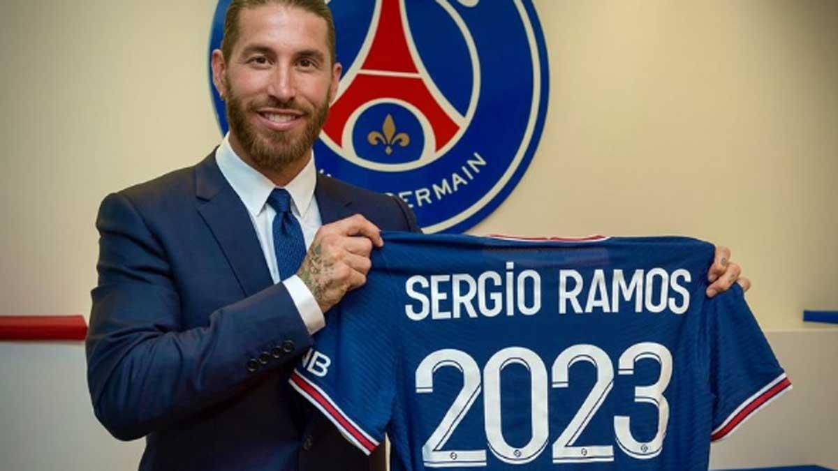 Sergio Ramos, en su presentación como jugador del PSG