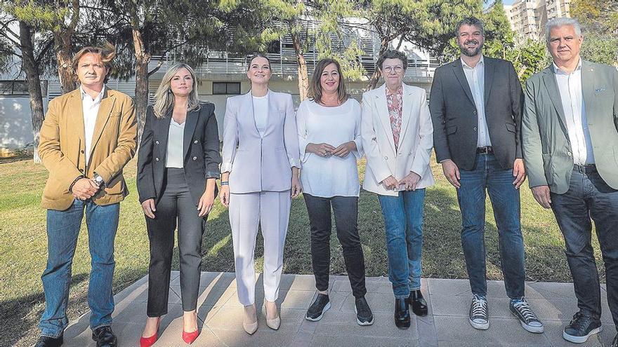 Jorge Campos (Vox), Patricia Guasp (CS), Marga Prohens (PP), Francina Armengol (PSIB), Antònia Jover (Podemos), Lluís Apesteguia (Més) y Josep Melià (El PI), candidatos al Govern. | MANU MIELNIEZUK