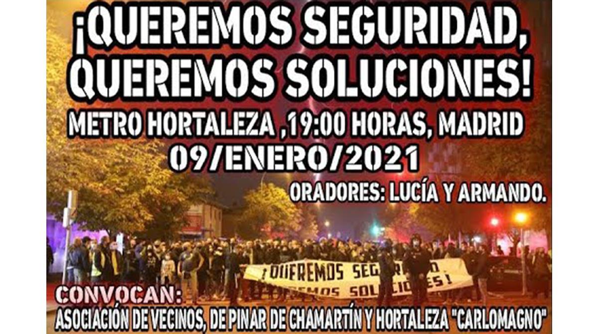 Cartel de la manifestación celebrada el pasado enero contra los menores no acompañados, convocada por la Asociación Vecinal Pinar de Chamartín y Hortaleza 'Carlomagno'.