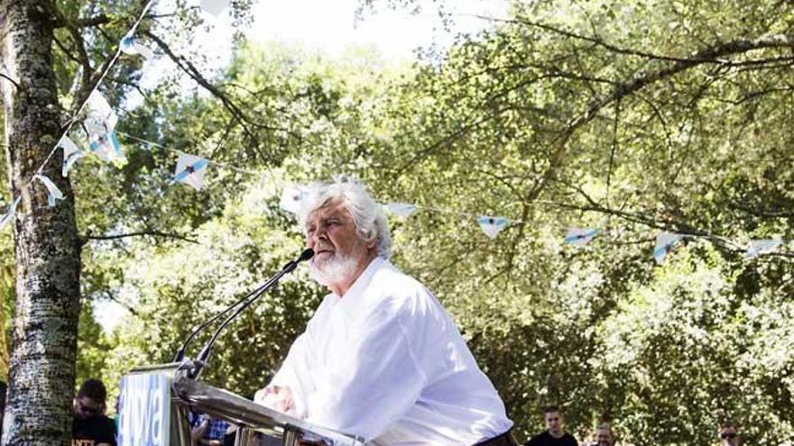 Xosé Manuel Beiras, esta mañana, en Santiago // Efe/O.Corral