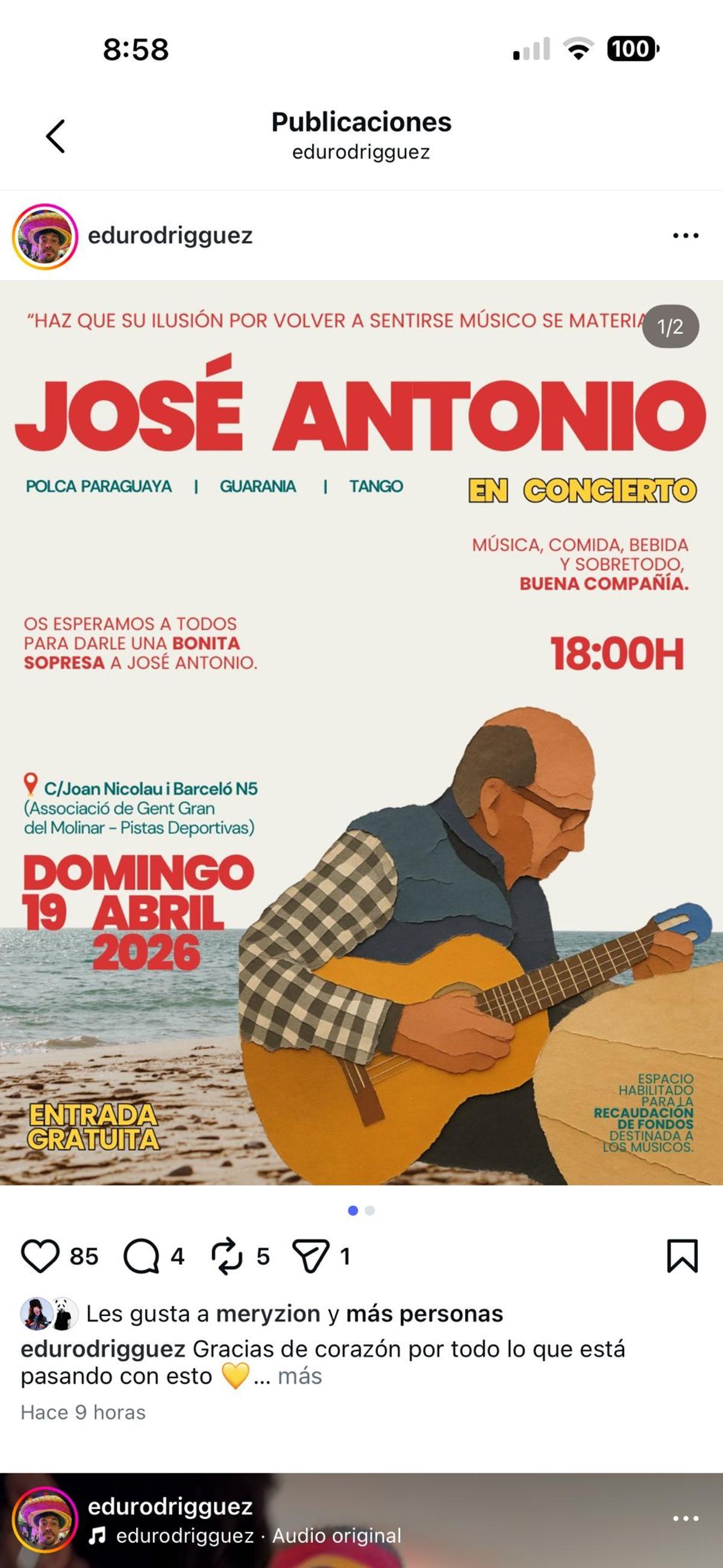 Cartel del concierto de José Antonio.