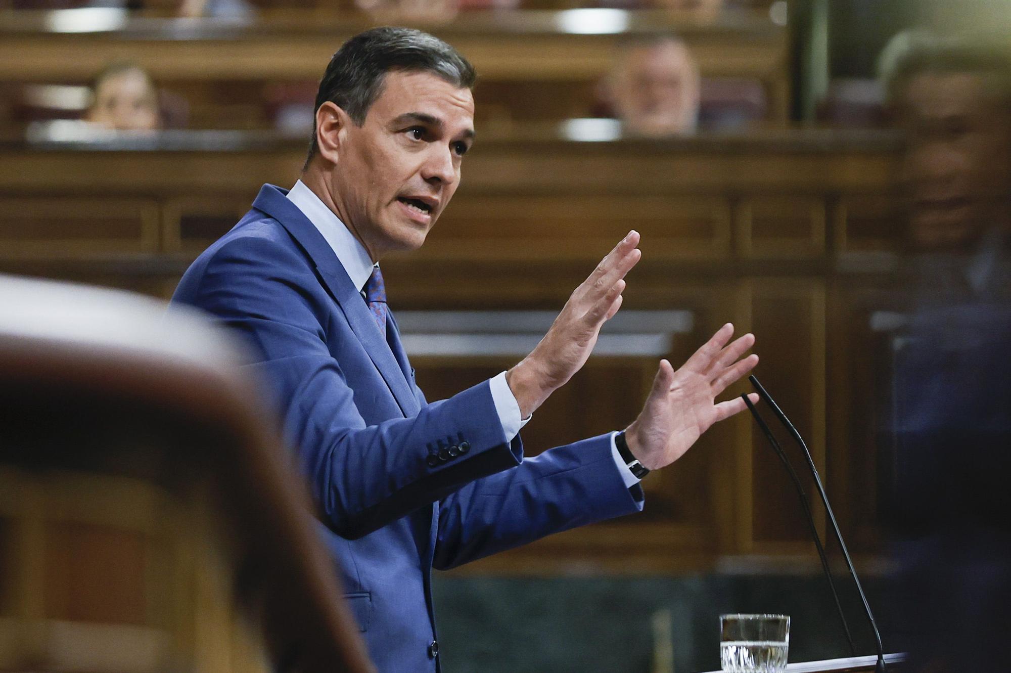 El presidente del Gobierno, Pedro Sánchez, el pasado miércoles ante el pleno del Congreso.