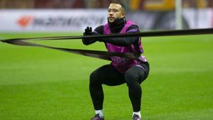 Memphis, en el entrenamiento previo al partido frente al Galtasaray