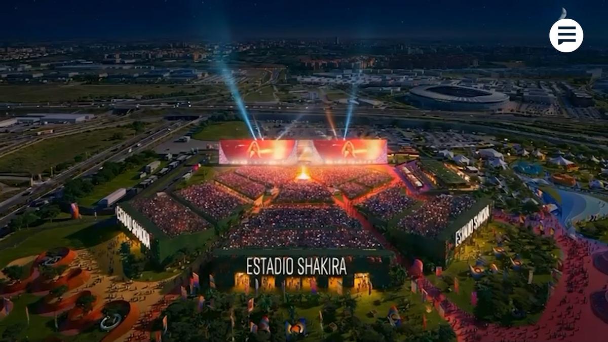 Simulación de cómo será el Estadio Shakira, que se construirá en el espacio Iberdrola Music.